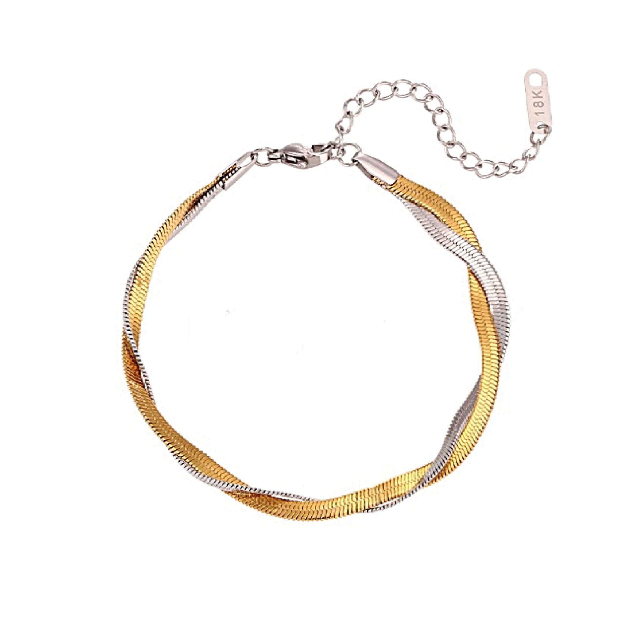Gold and silver snakeskin bracelet