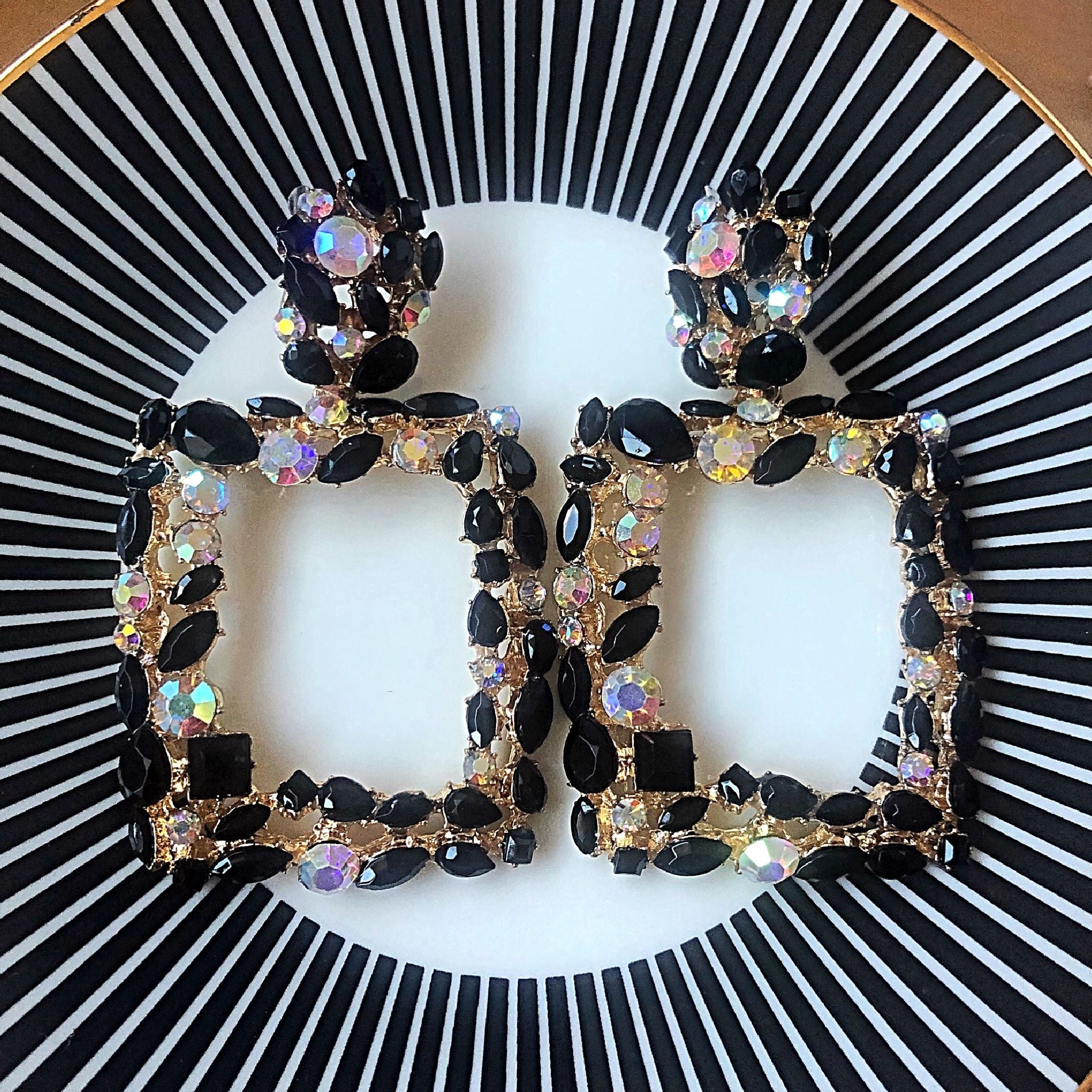 Black statement earrings
