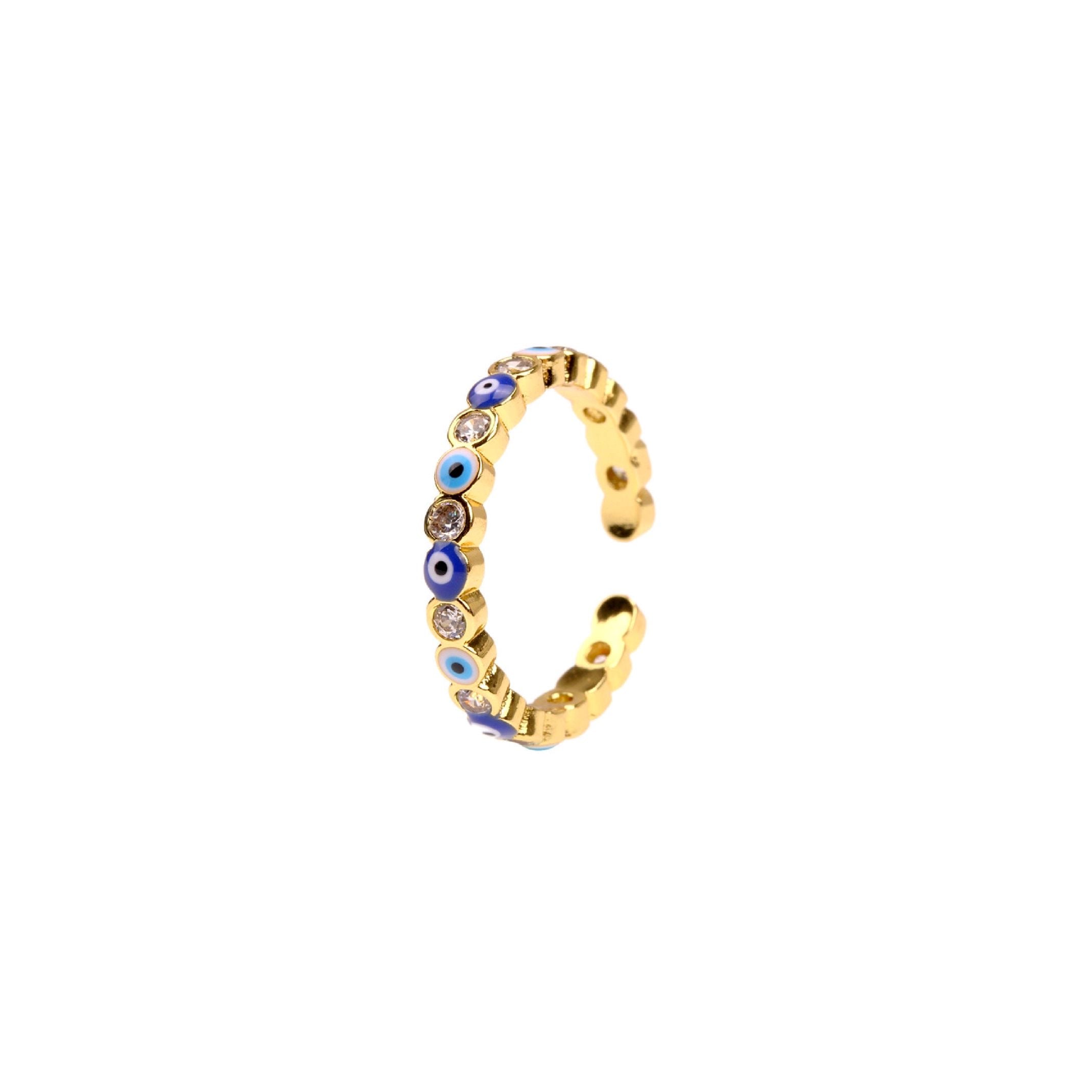 Evil eye adjustable ring