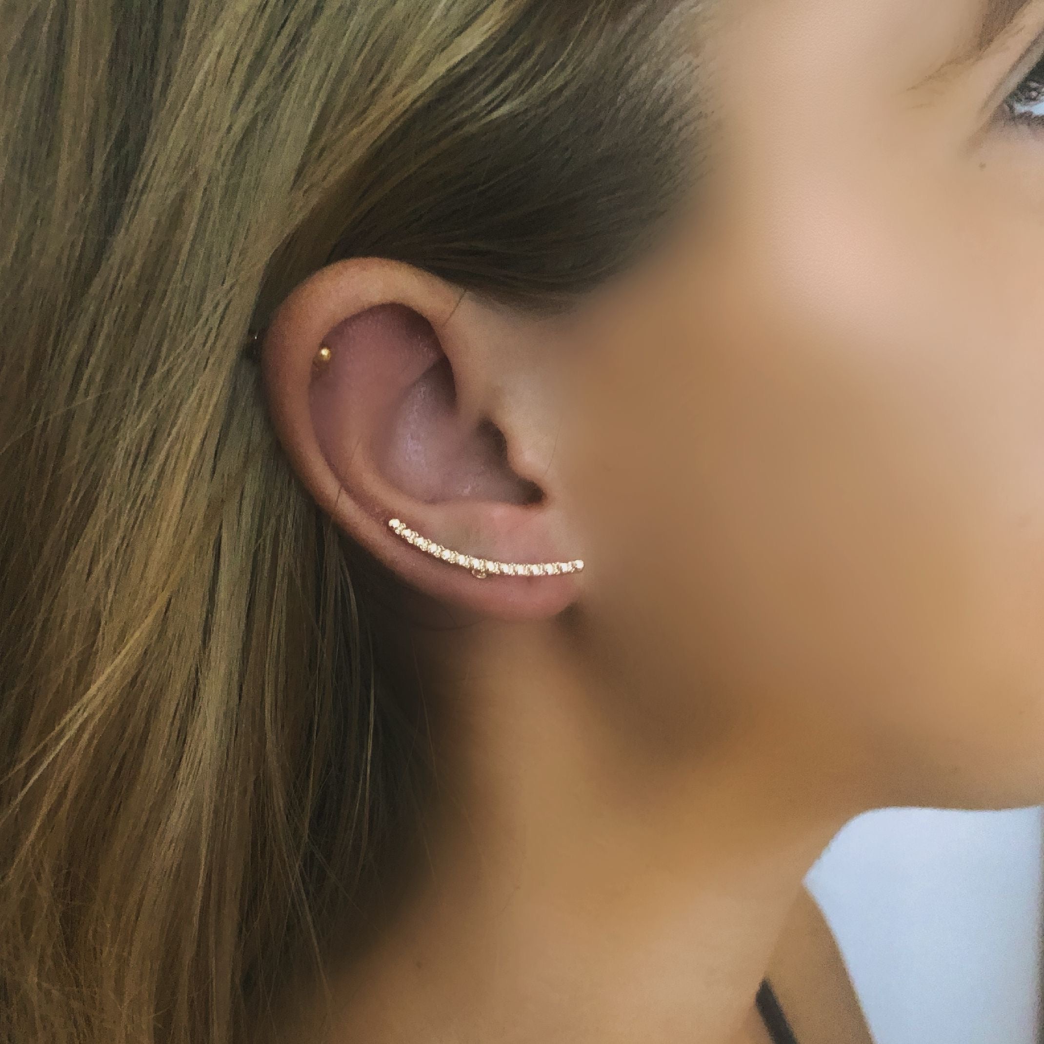 Rhinestone stud earring stacking set