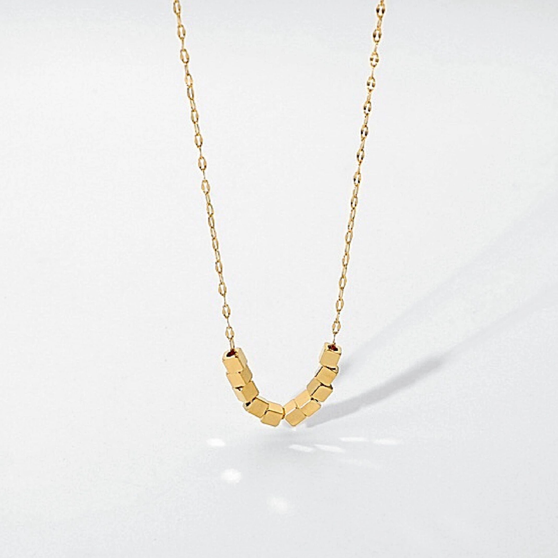 14K Gold Cube Necklace