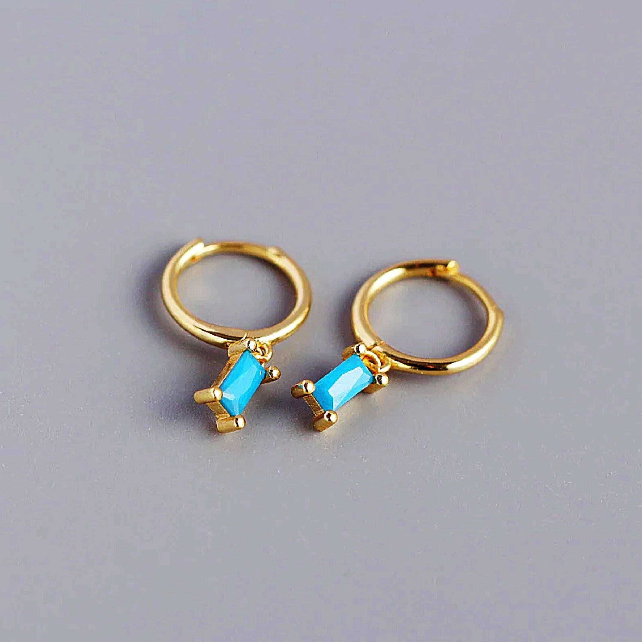 Blue gem huggie earrings 