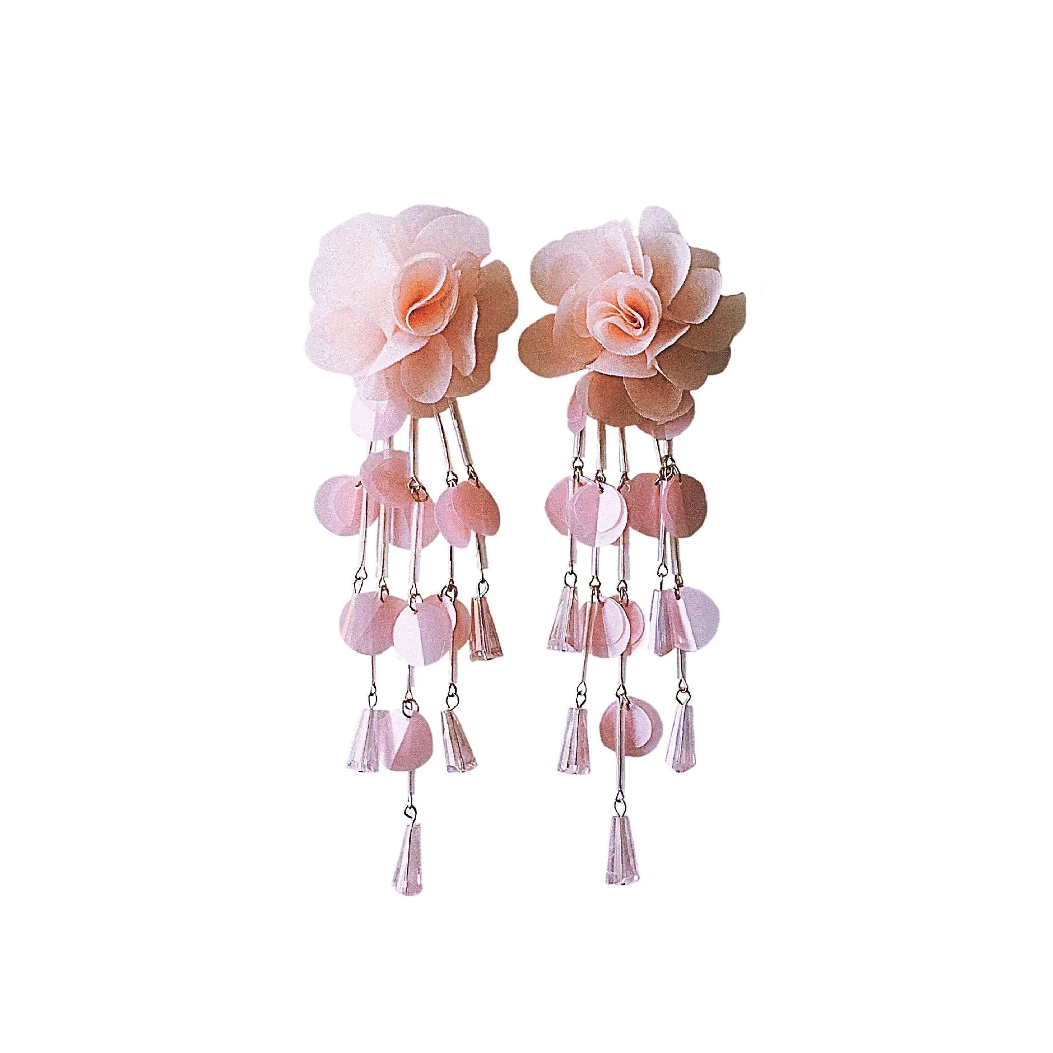 Pink petal dangle earrings 