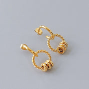 18K Gold Triple Ring Earrings