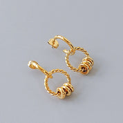 18K Gold Triple Ring Earrings 