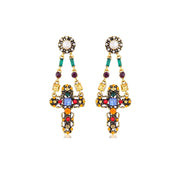 Bright jewel cross earrings