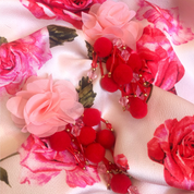 Pink flower earrings
