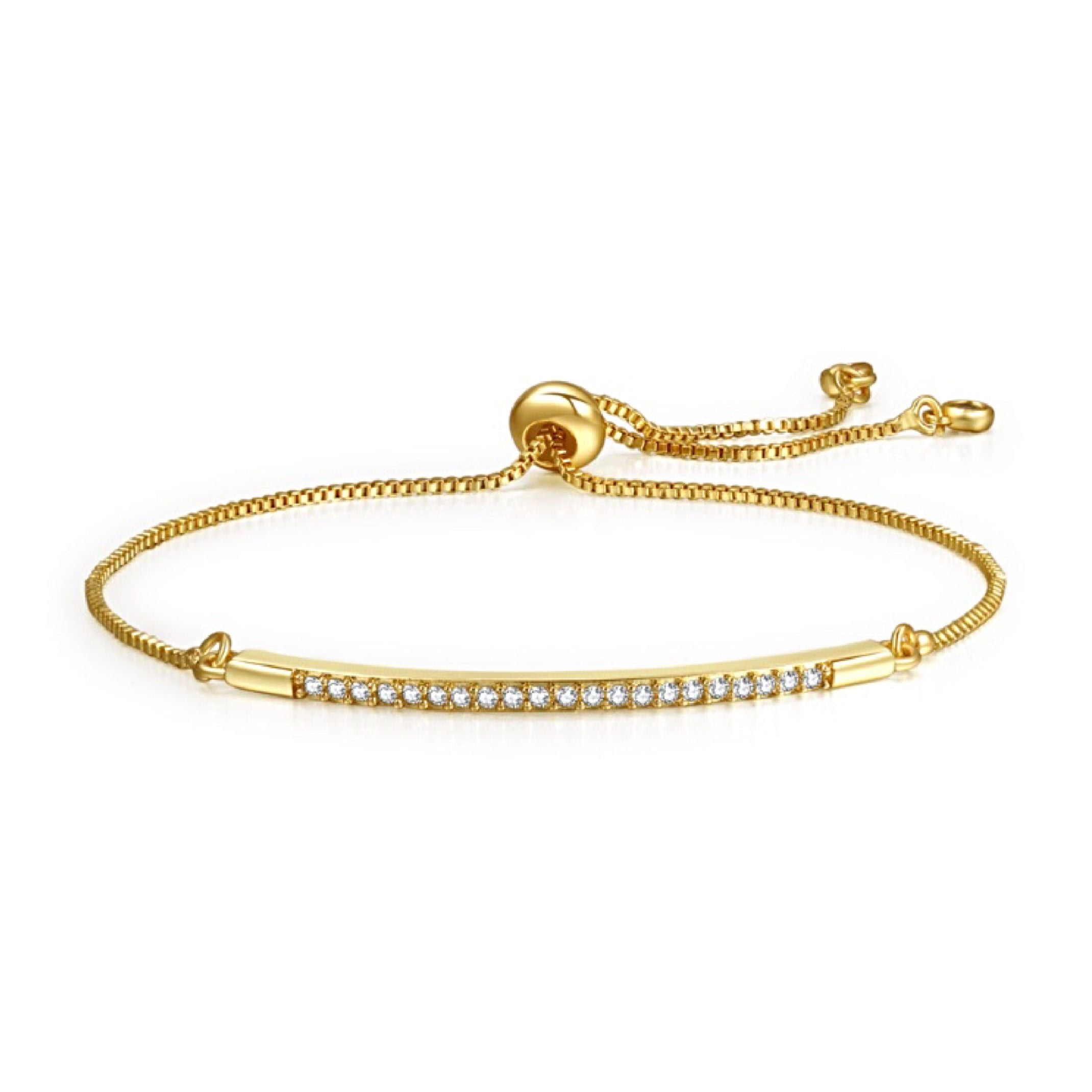 Crystal bar pull bracelet gold