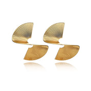 Gold twist ridged earrings