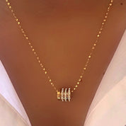 Gold diamond love ring necklace