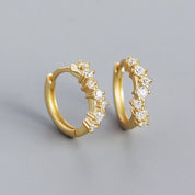 Gold crystal ring huggie earrings