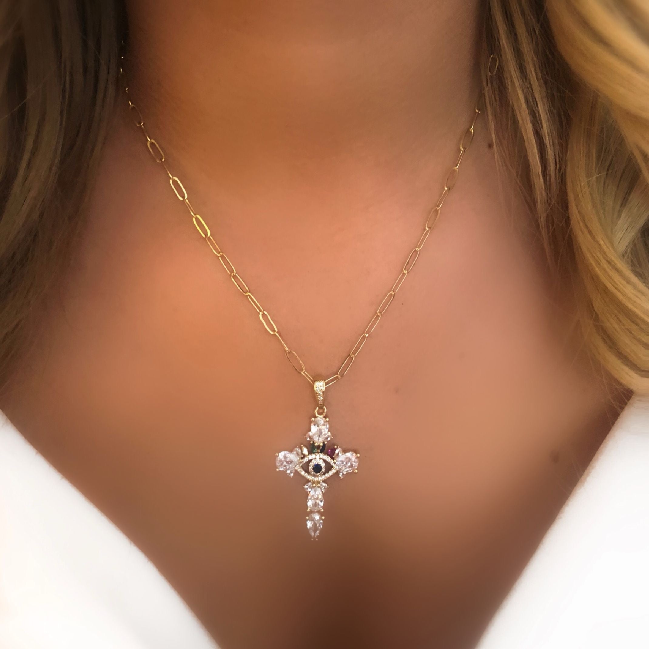 Eye cross necklace