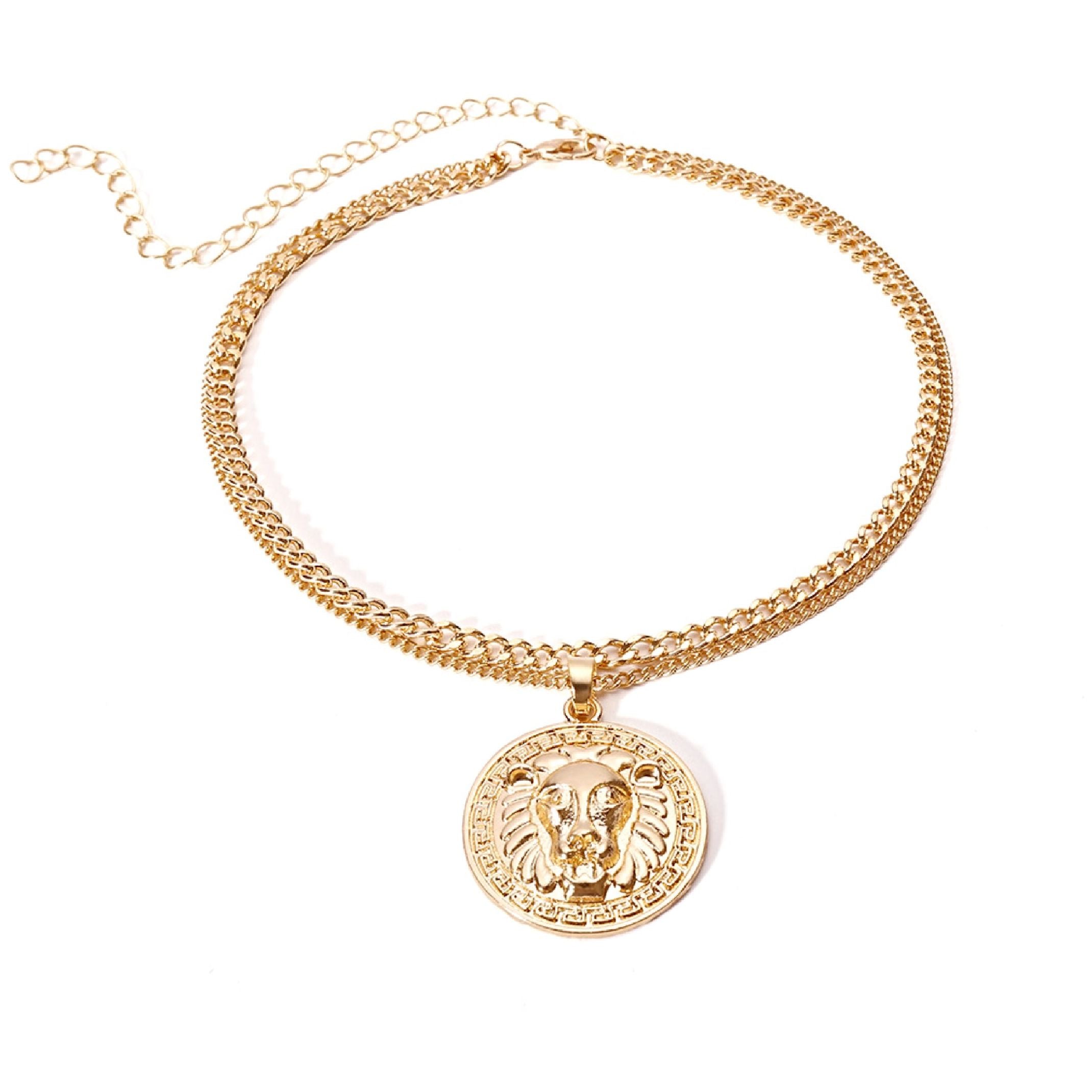 Lion disc necklace