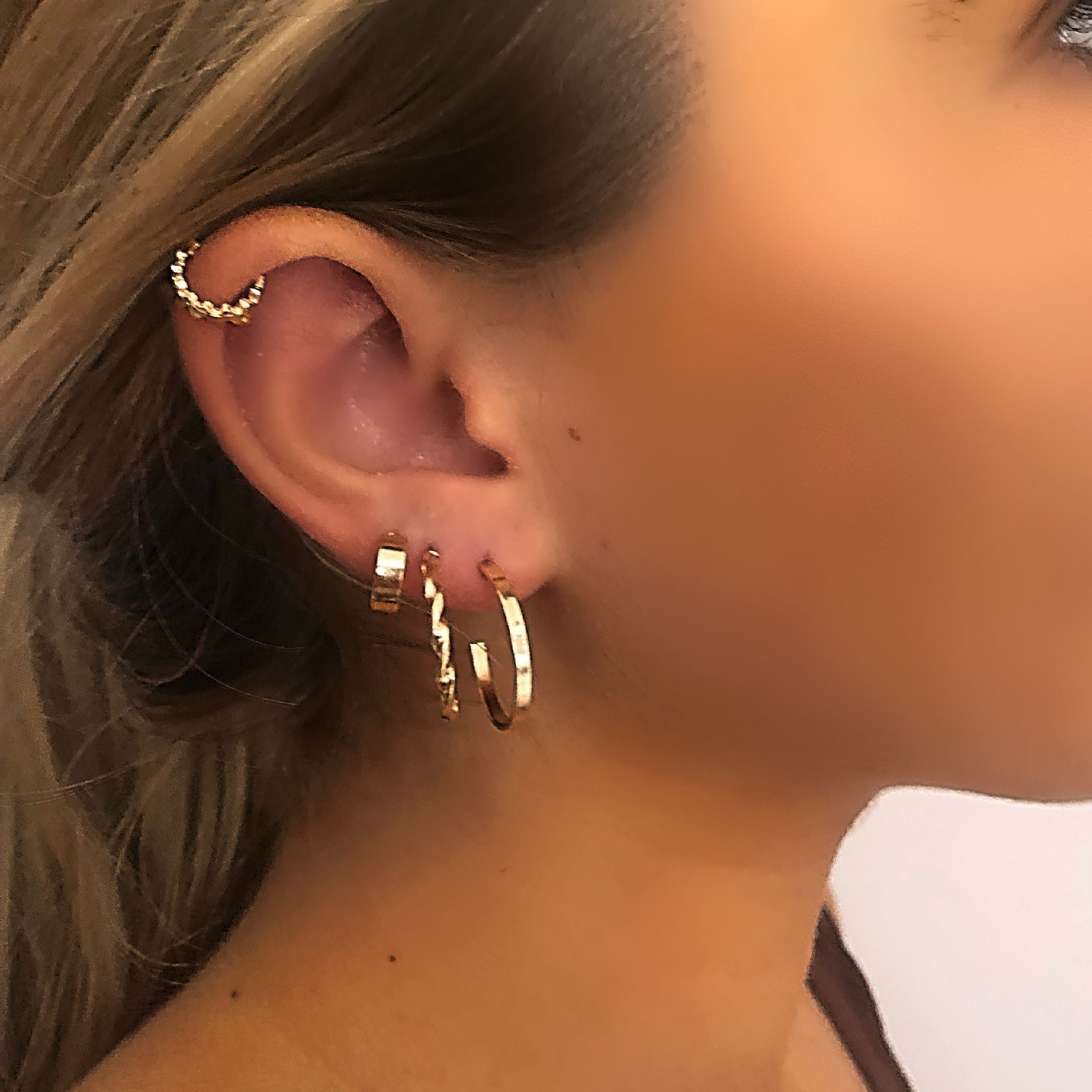 Gold hoop and ear cuff set 