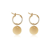 Gold disc charm earrings 