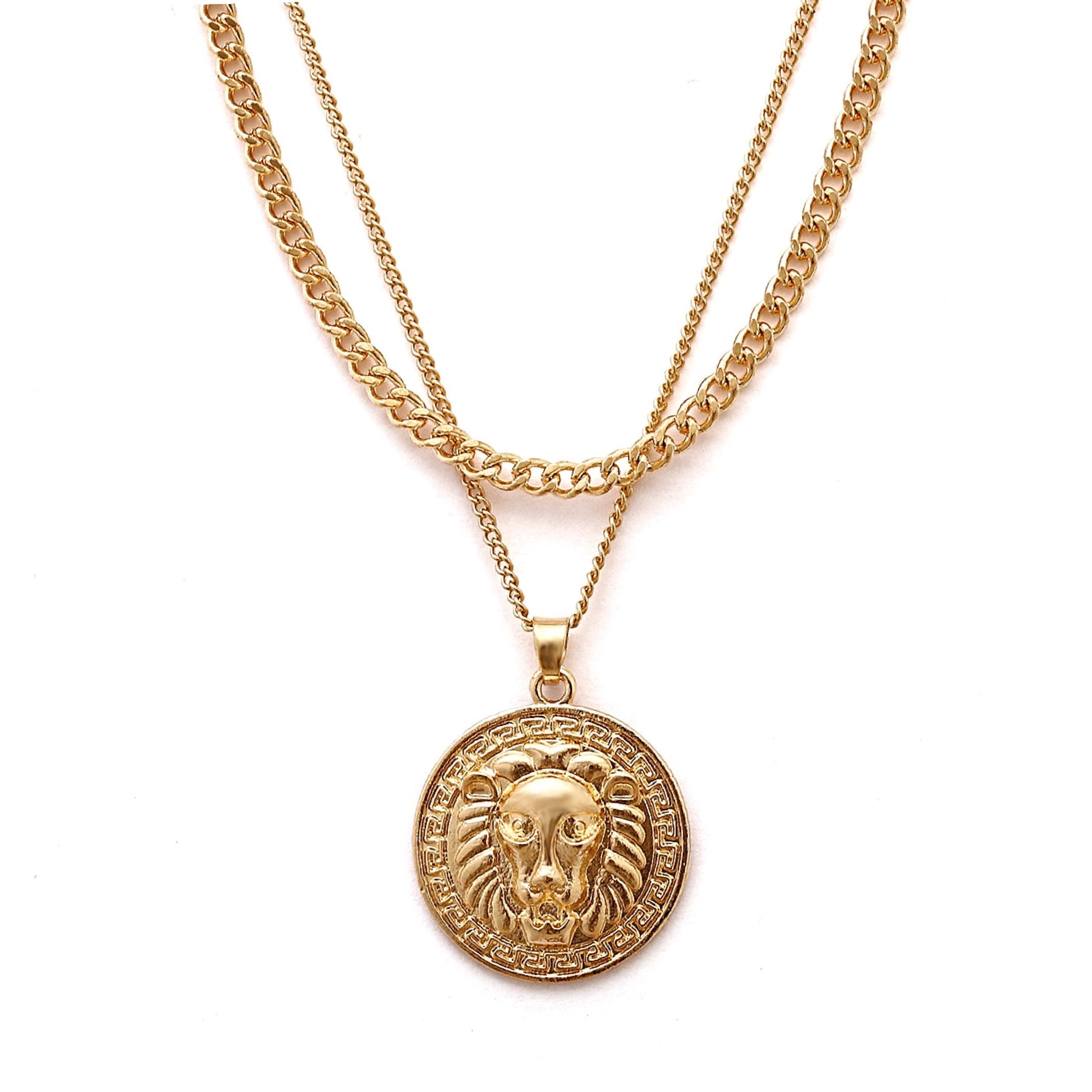 Lion disk necklace
