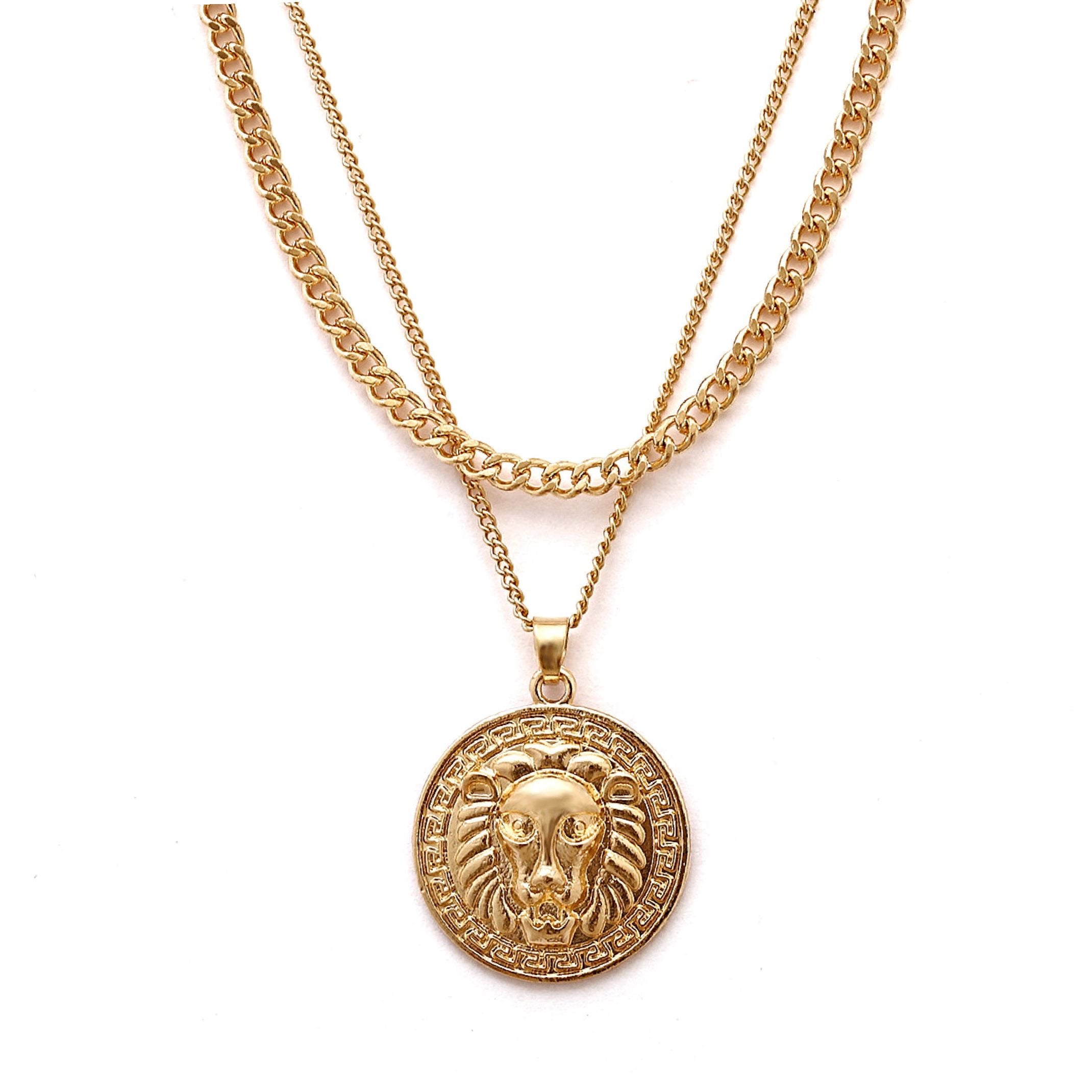 Lion disk necklace 