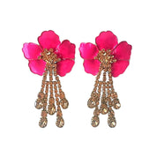 Pink flower earrings