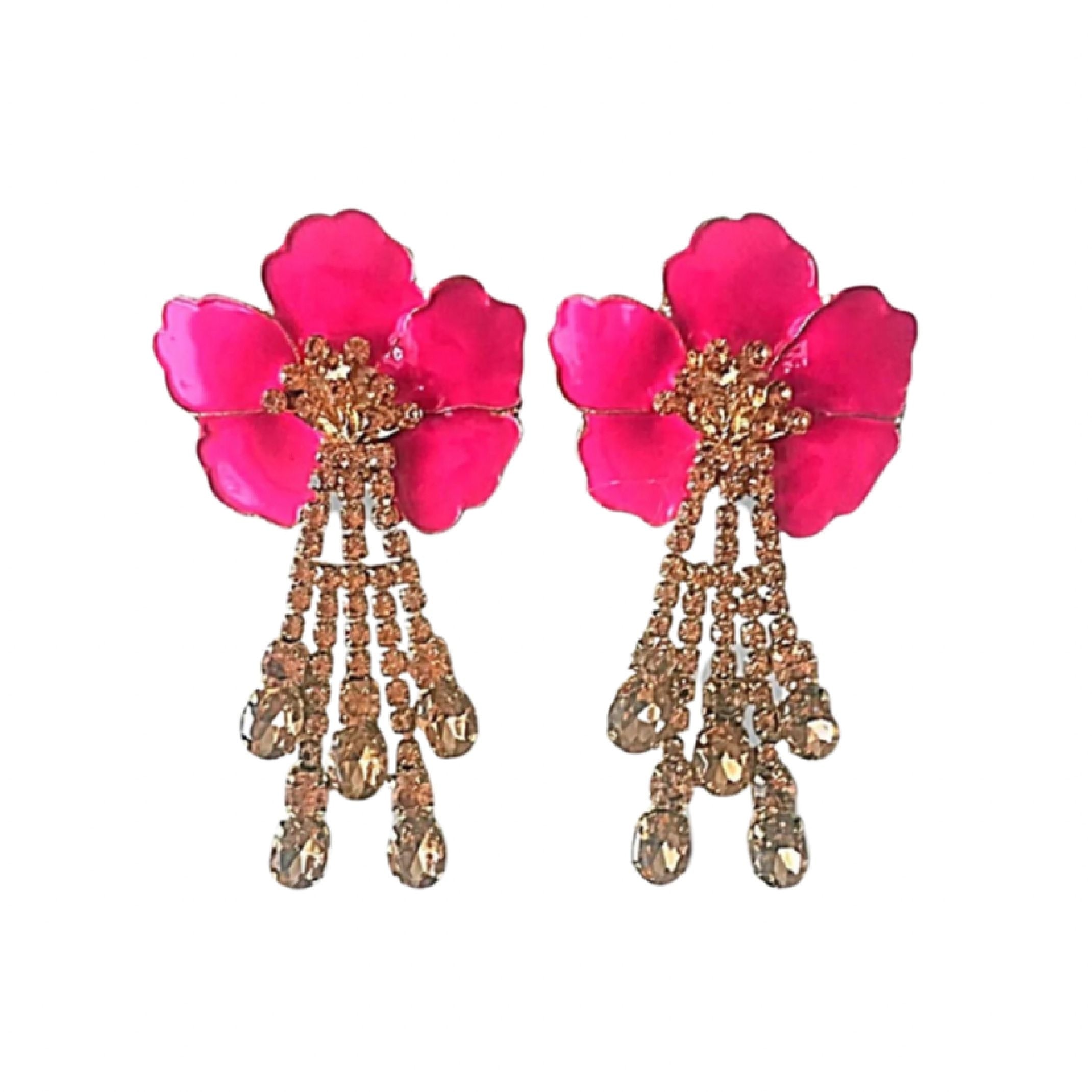 Pink flower earrings 