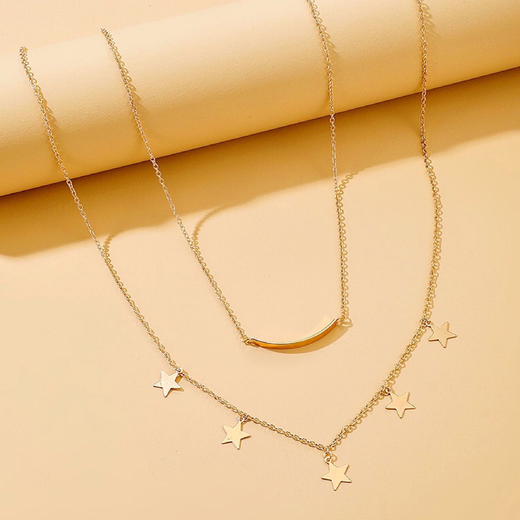 Gold star layered necklace 