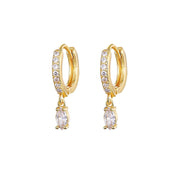 Oval Diamond Huggie Earrings