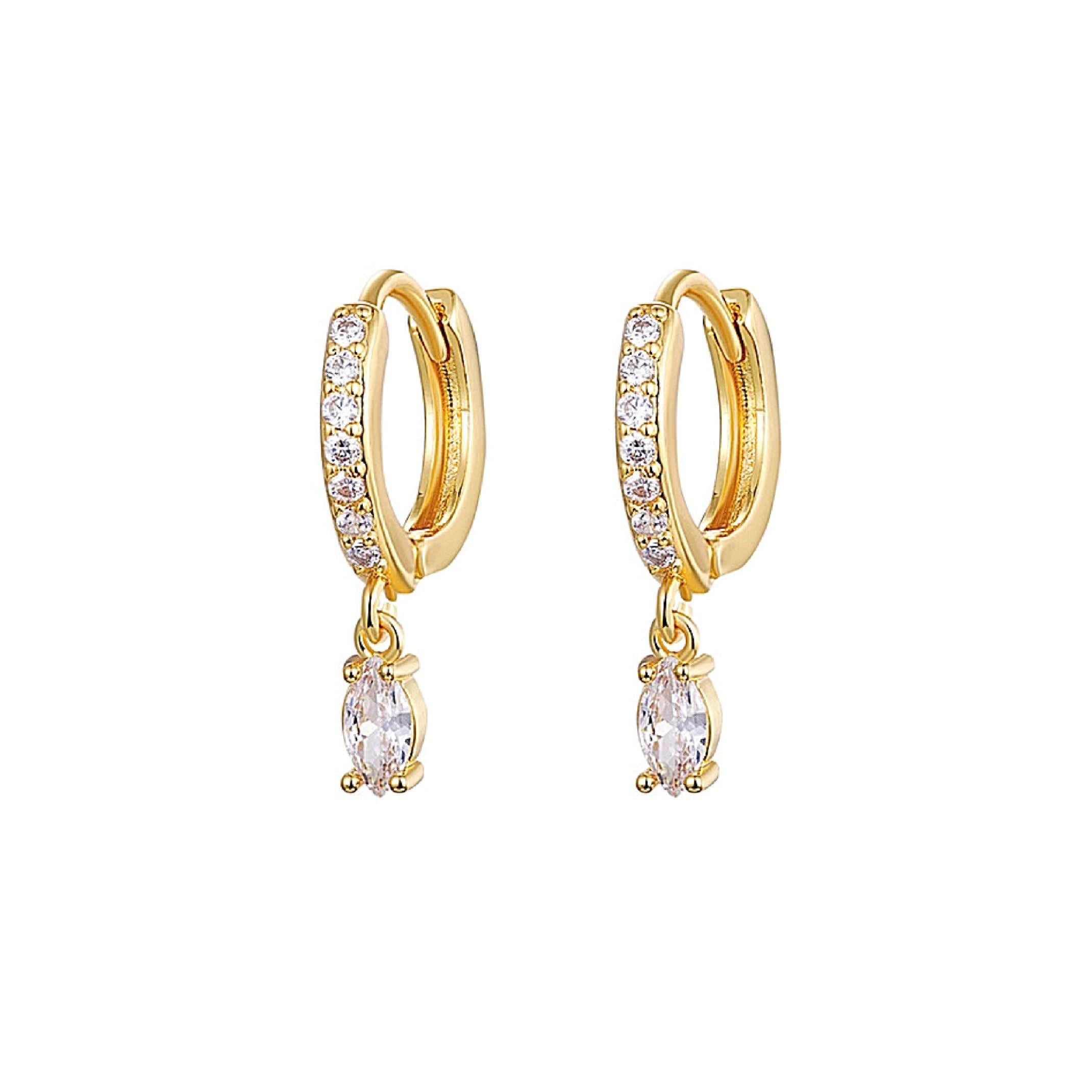 Oval Diamond Huggie Earrings