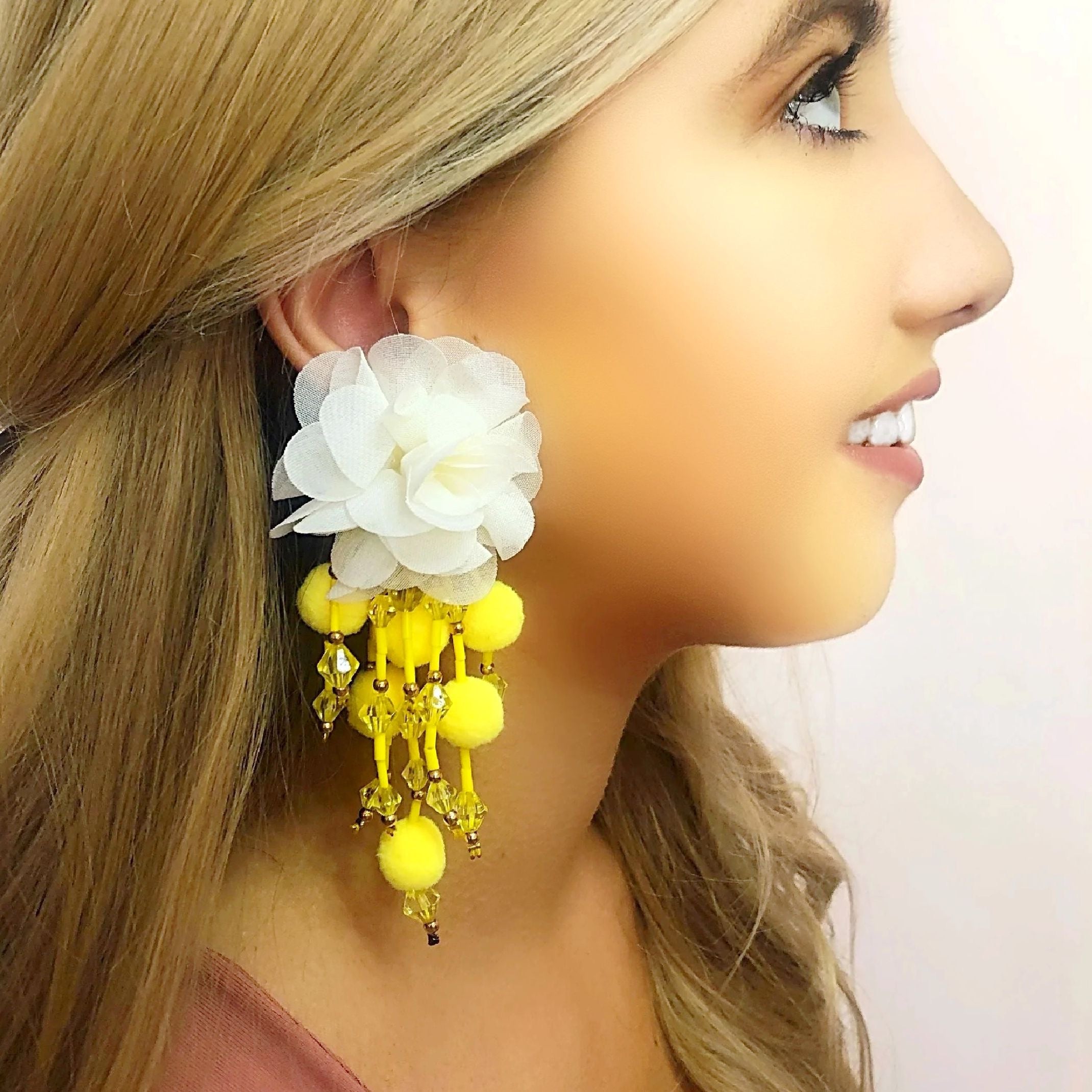 Yellow flower earrings 