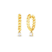 Diamond huggie earrings gold