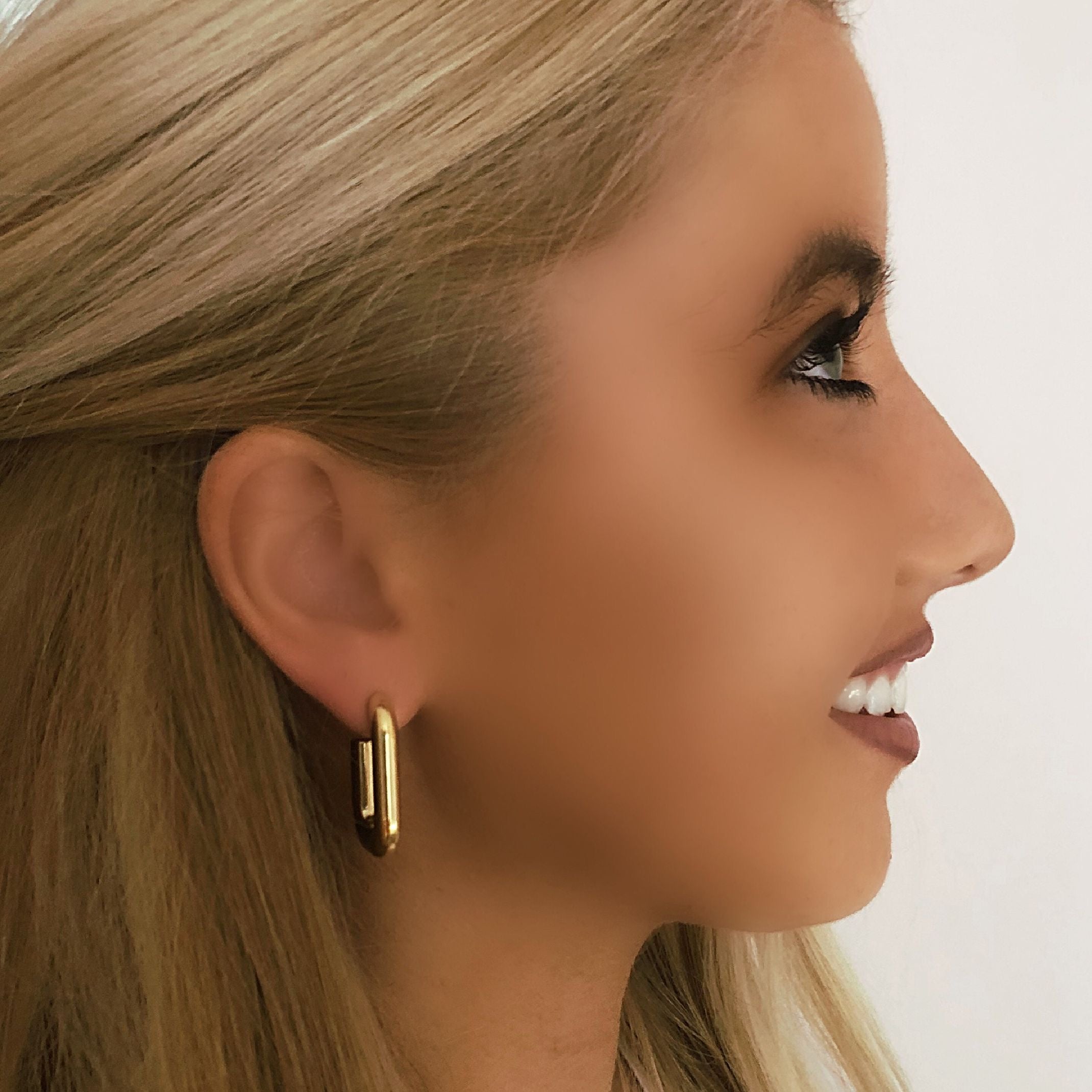 Gold rectangle hoops