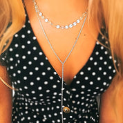 Silver sequin long layered chains 