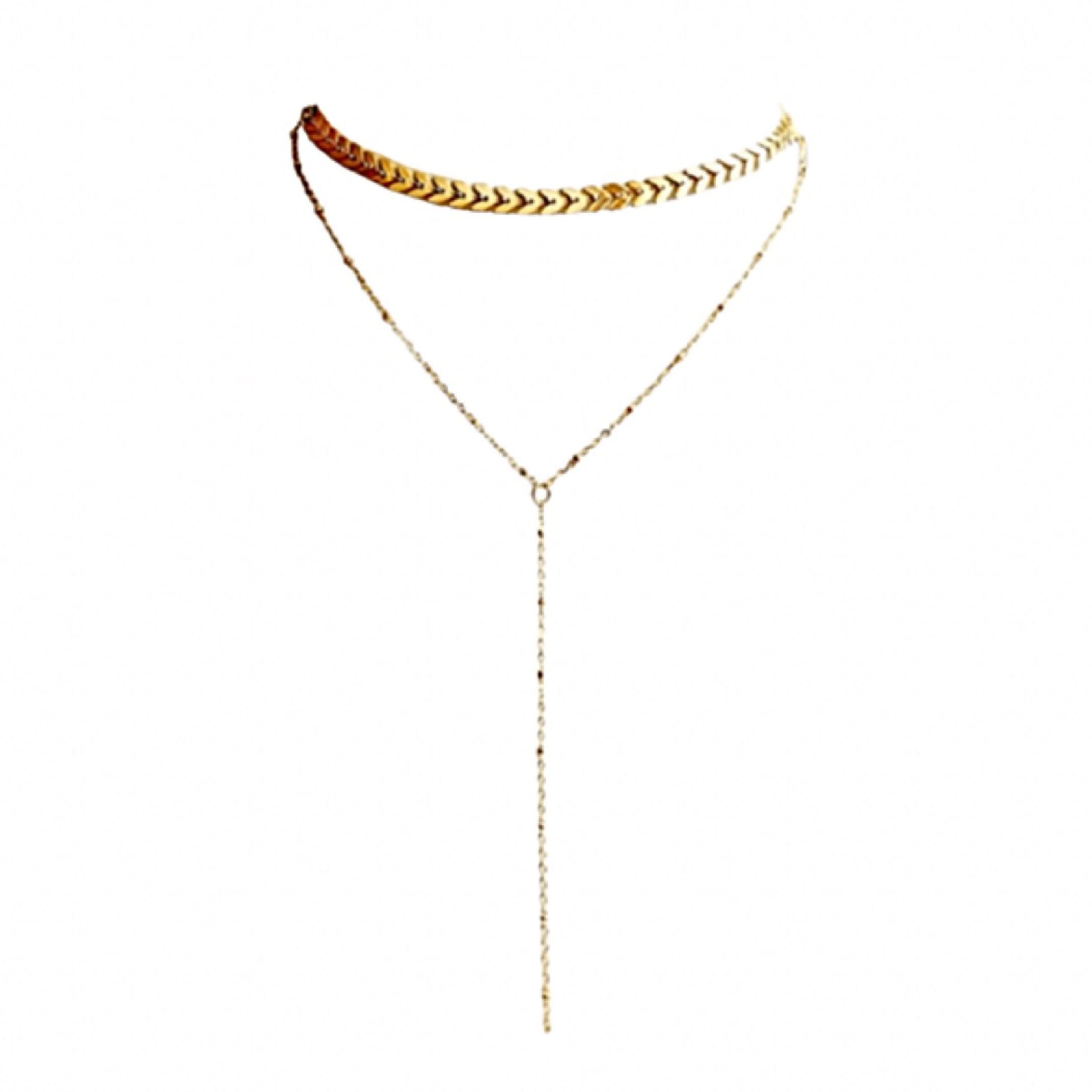 Gold arrow layered necklace 