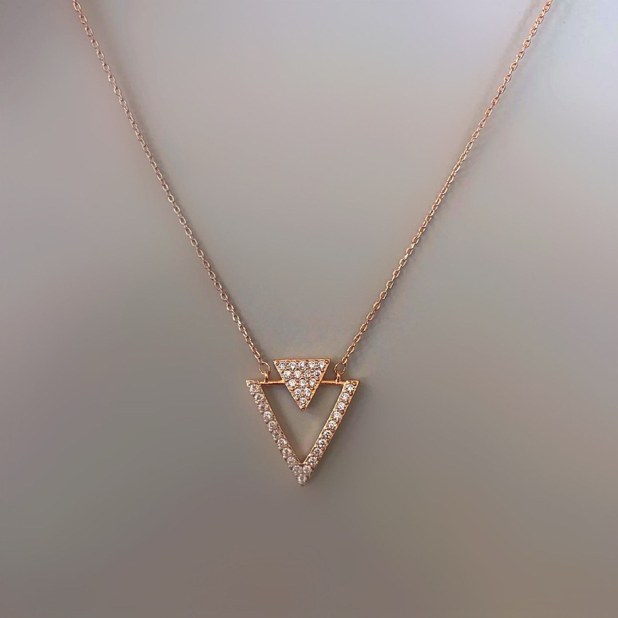 Rose gold sparkly triangle chain