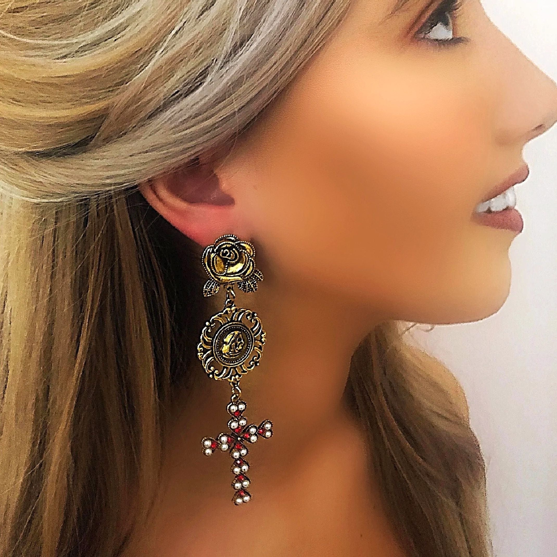Gothic cross earrings 