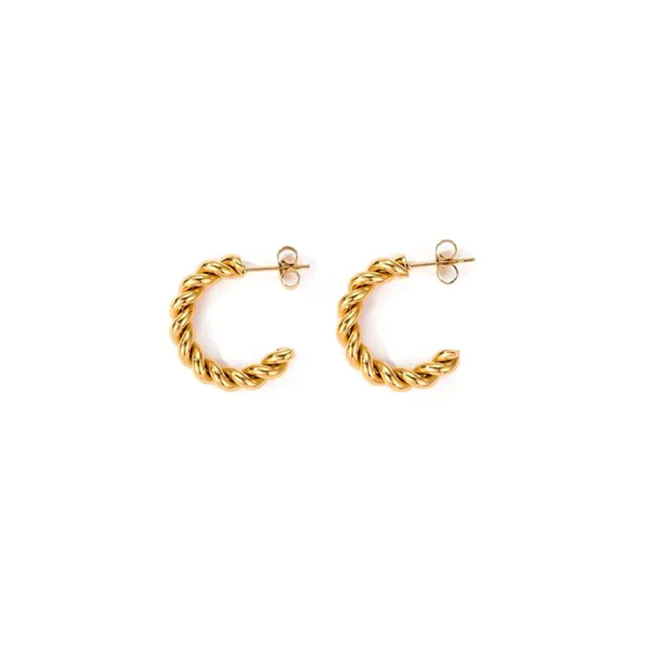 Gold twist hoop earrings