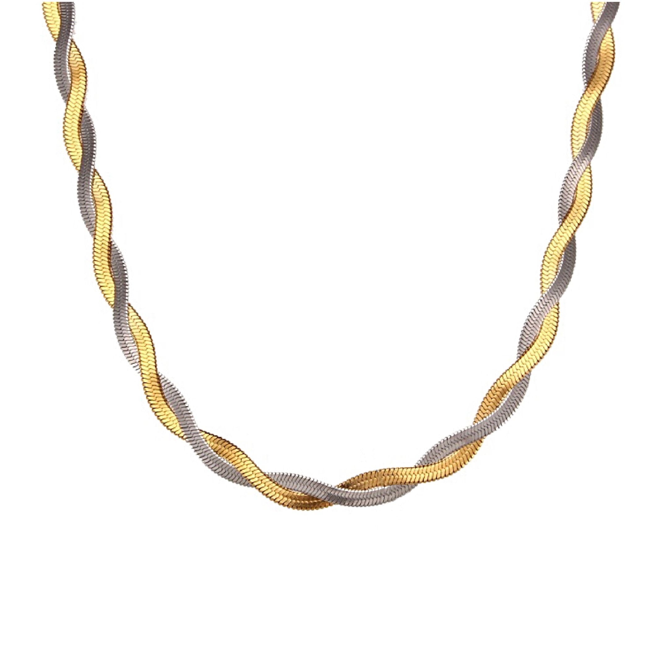 Gold & silver snakeskin twist necklace 