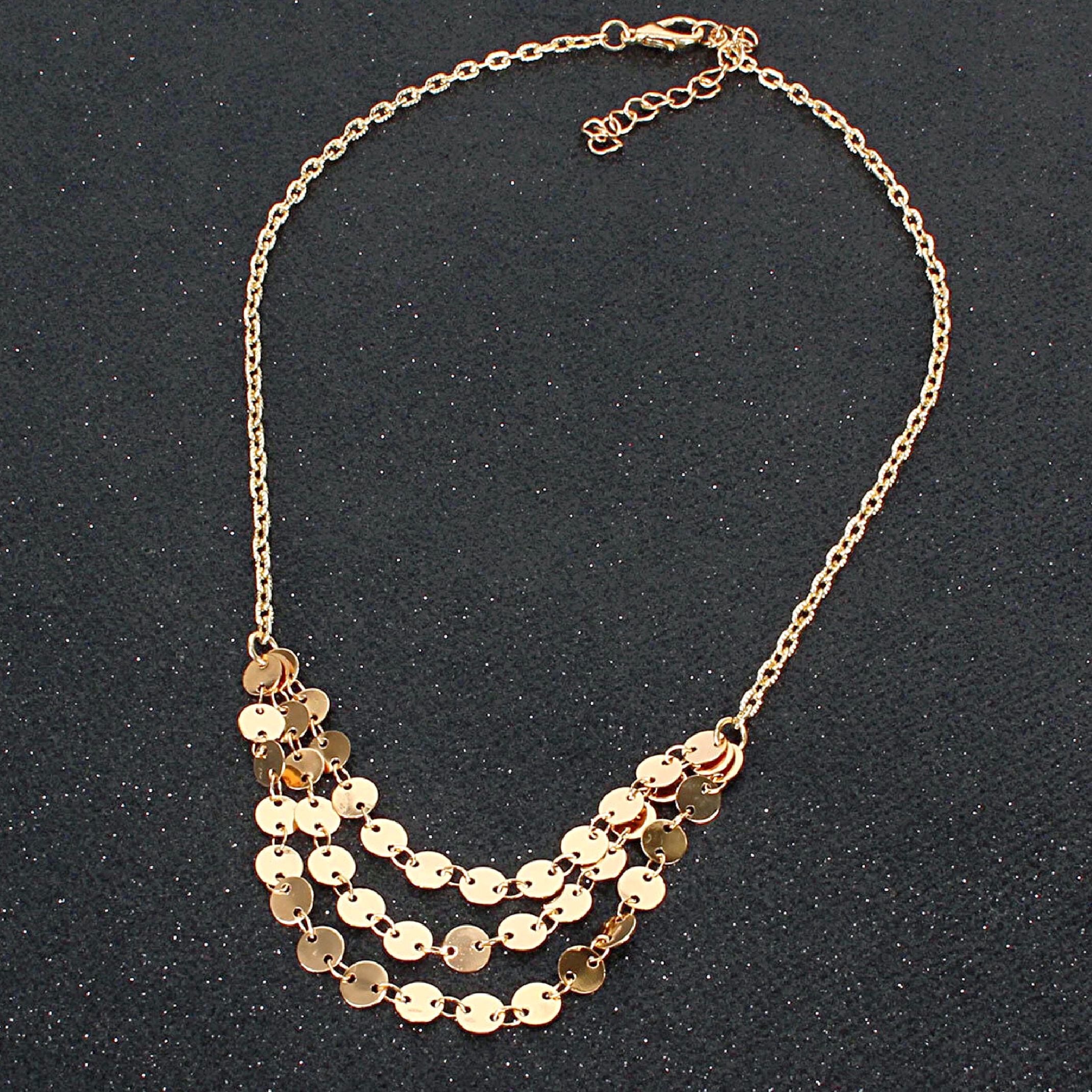 Gold sequin cluster necklace 