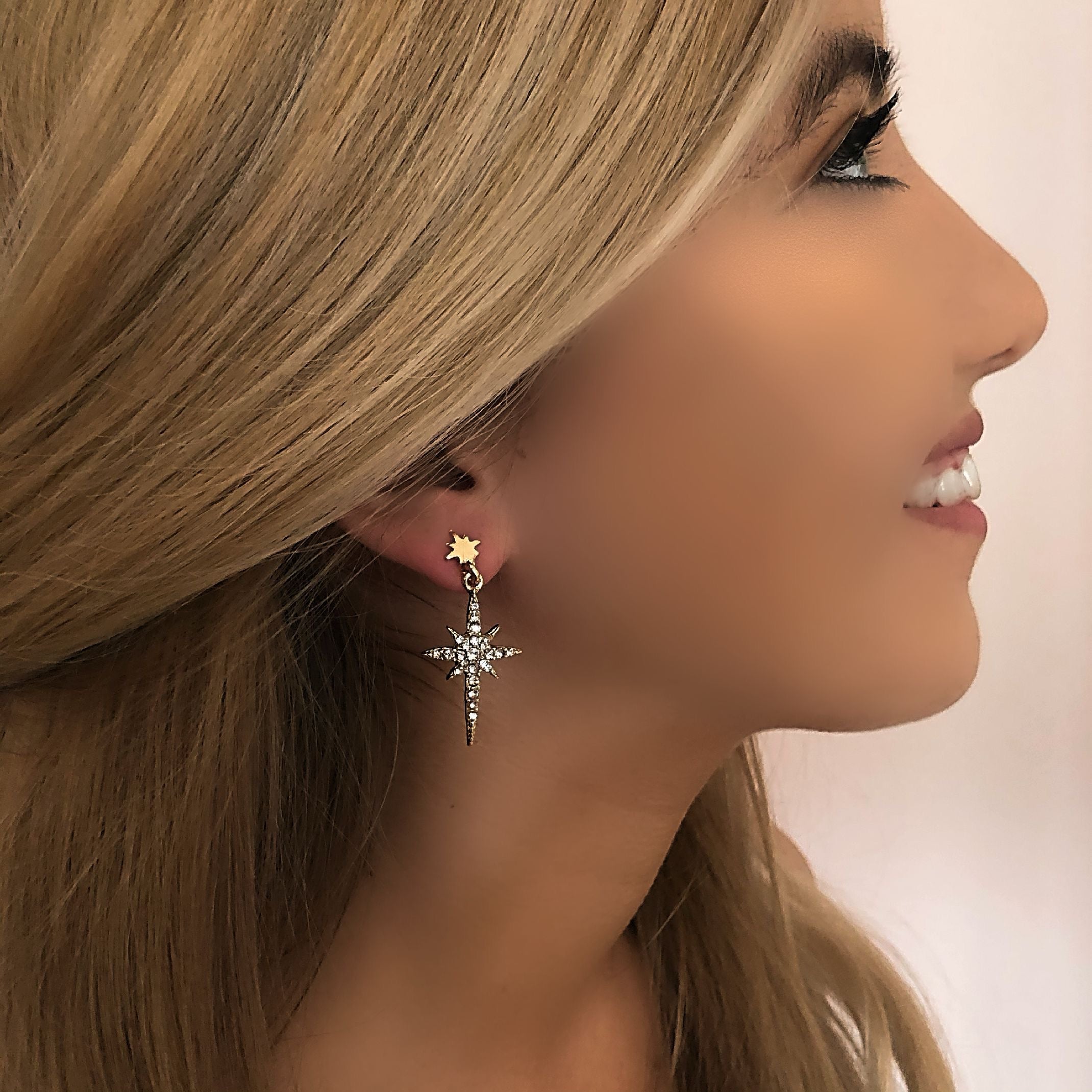 Embellished moon and star earrings 