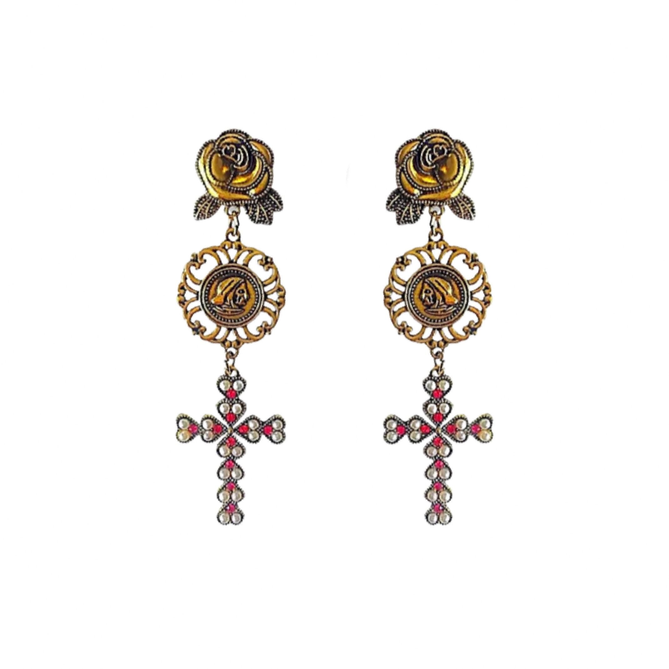 Gothic cross earrings