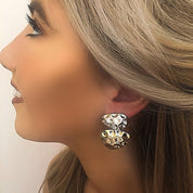 Pink mismatched mirrored earrings