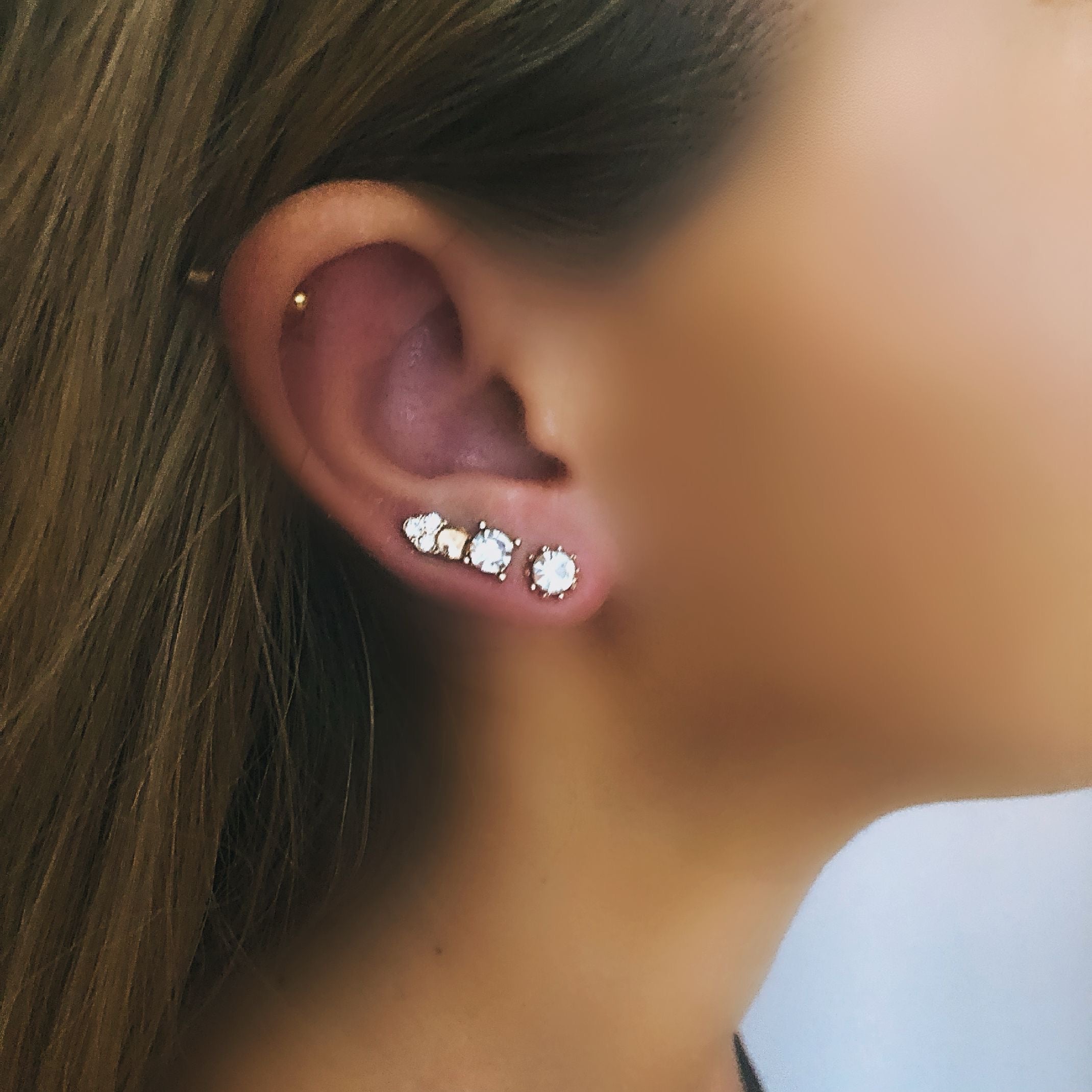 Rhinestone stud earring stack set