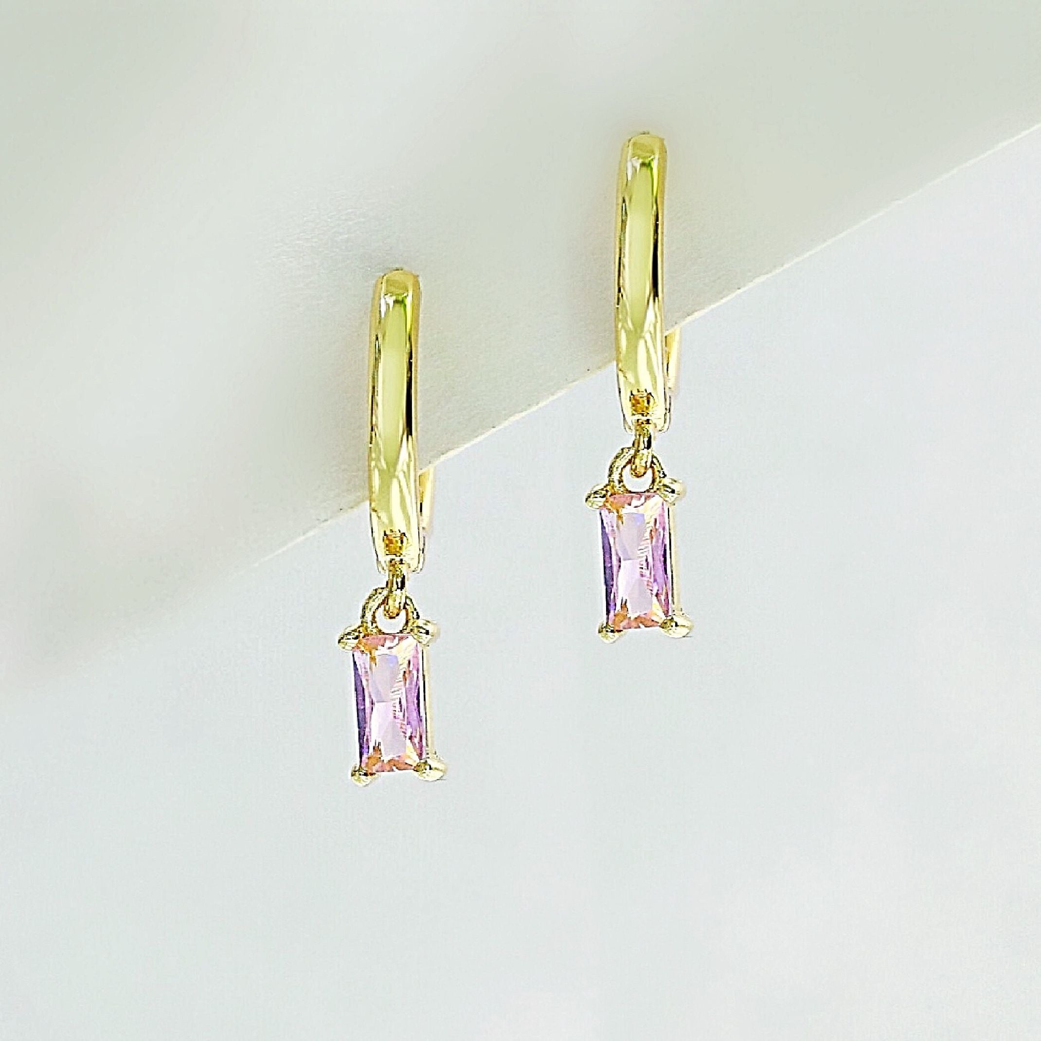 Pink crystal huggie earrings 