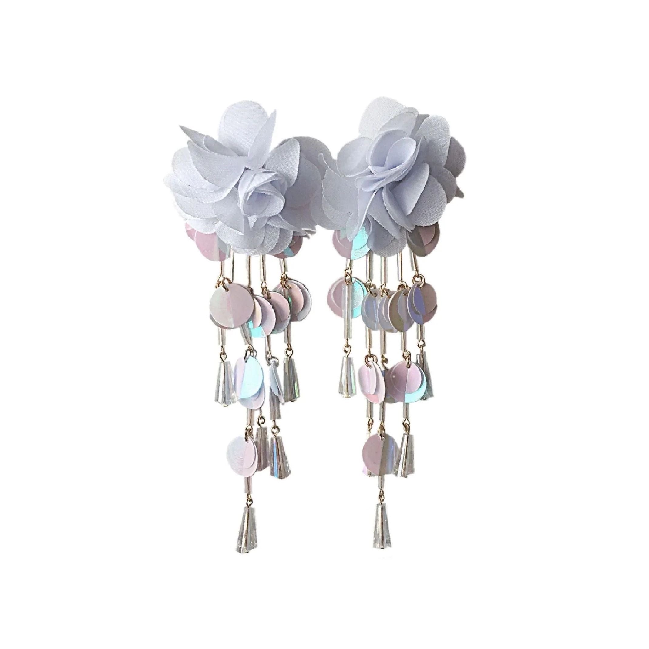 White petal dangle earrings 