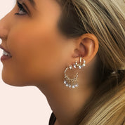 Pearl and rhinestone occasion earring set