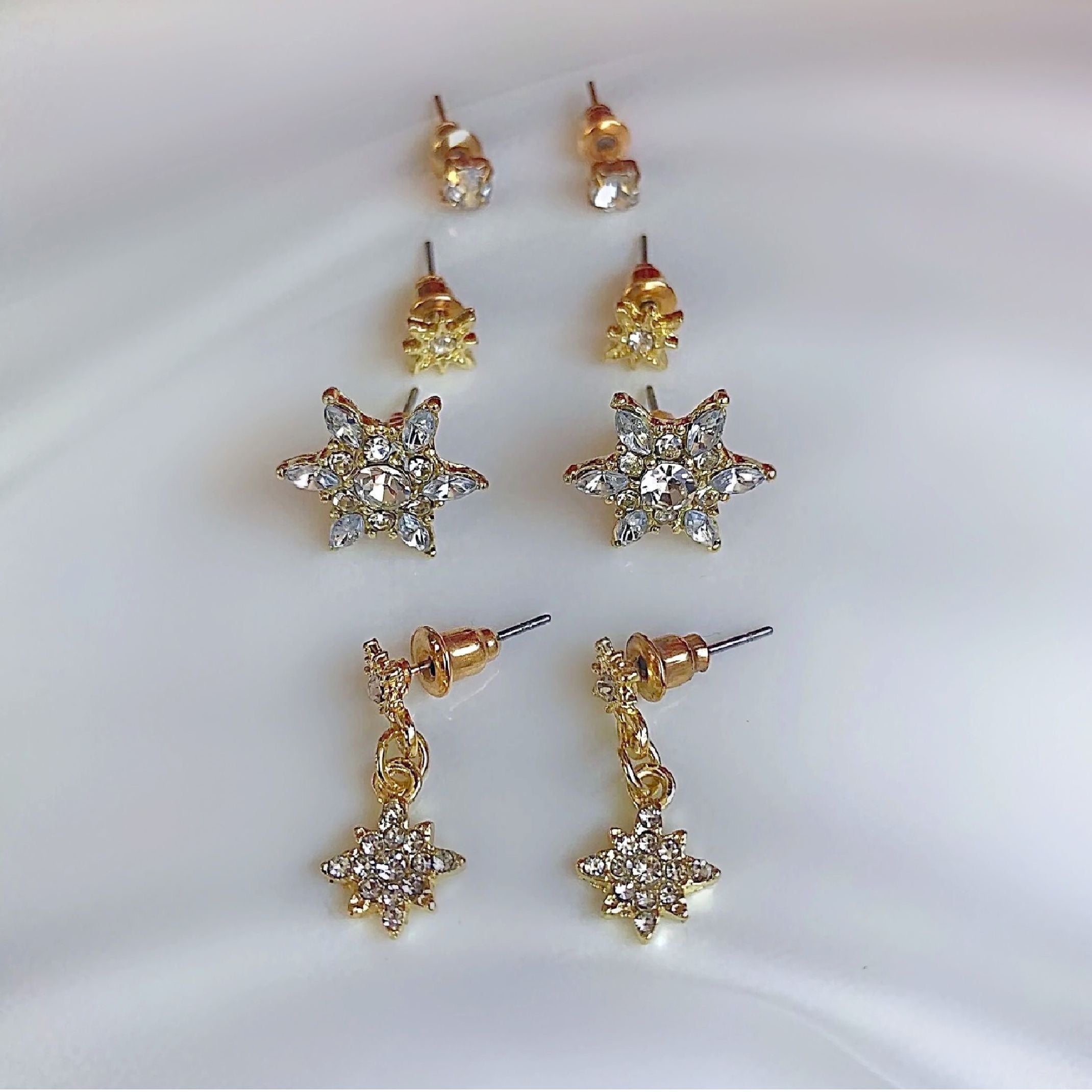 Rhinestone star earring stack