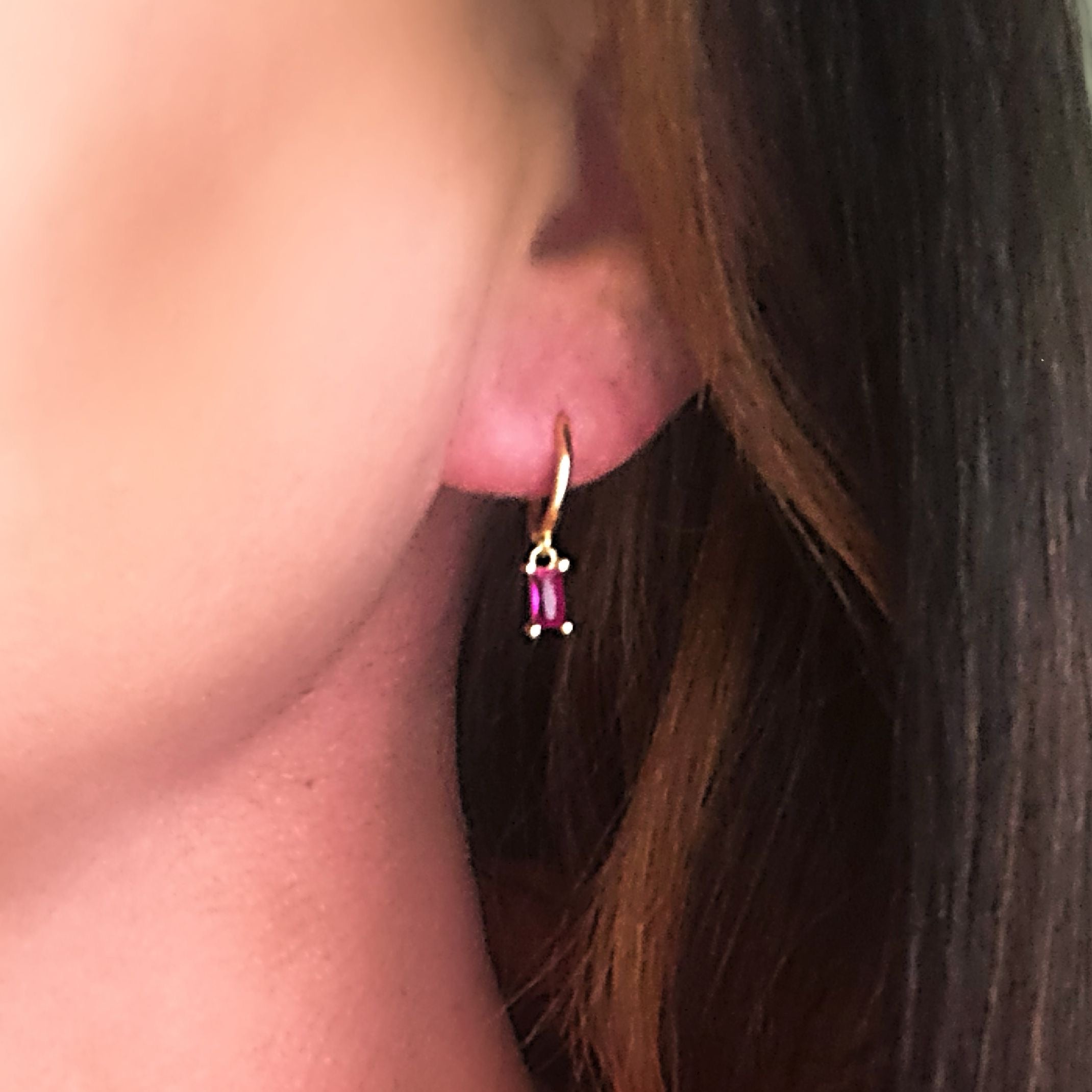 Pink jewel huggie earrings 