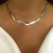 Gold and silver snakeskin twist necklace