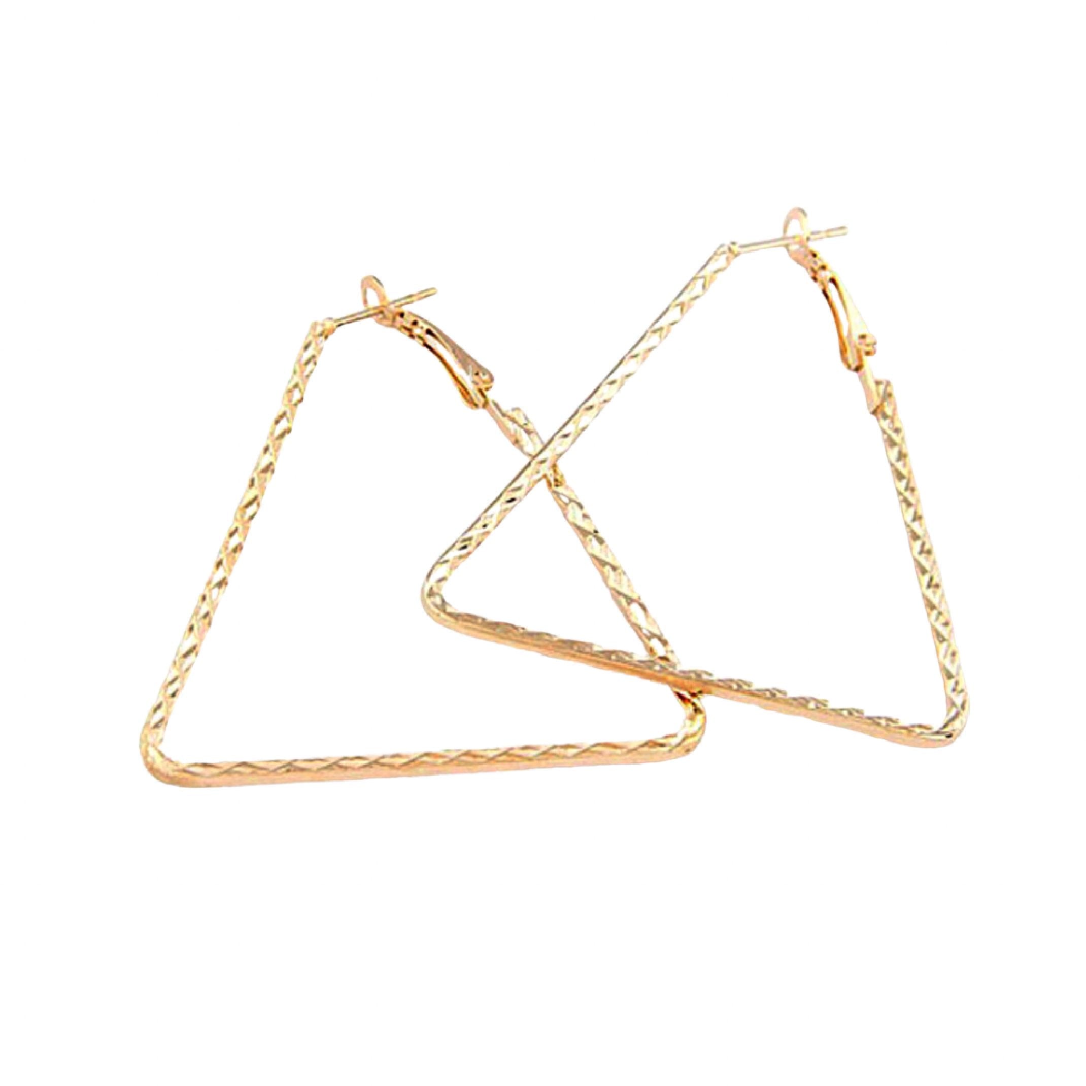 Gold triangle hoop earrings 