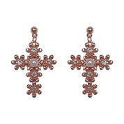 Rose gold cross earrings 