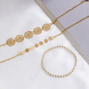 Gold and white bracelet set