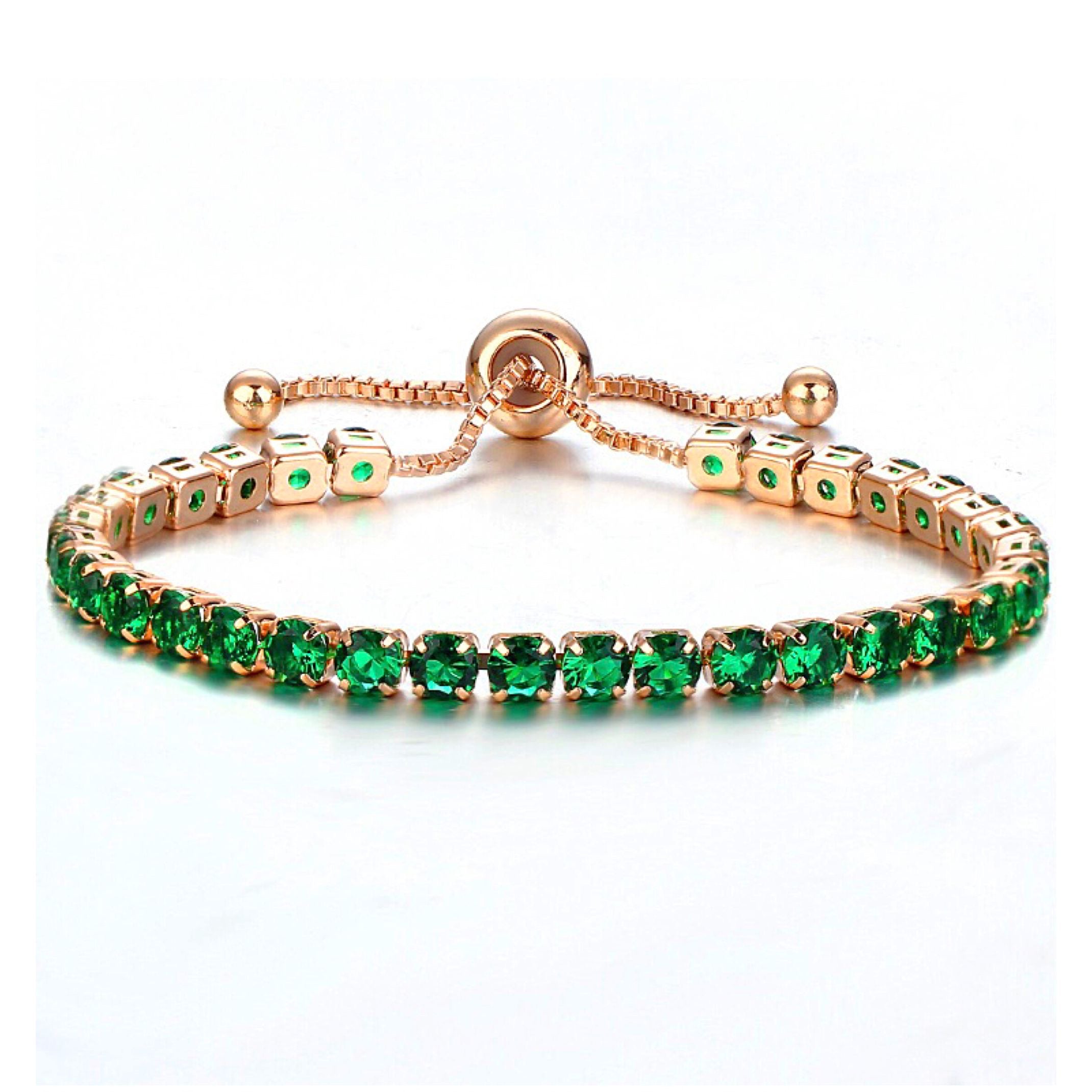Green jewel tennis bracelet